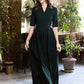 Maxi dress with pleats and separated belt