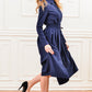 Dark blue dress with collar and front buttons
