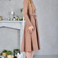 Light brown dress with stand up collar and front buttons