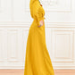 Sinepju dzeltena garā kleita ar stāvapkakli un pogām priekšpusē
