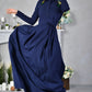Dark blue maxi dress with front buttons