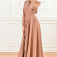 Maxi dress with stand up collar and front buttons