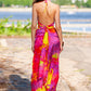 Bright maxi dress with cut out back
