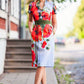 Loose fit dress with poppy print