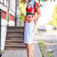 Loose fit dress with poppy print