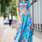 Blue maxi dress with flower print
