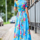 Blue maxi dress with flower print