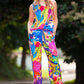 Classic straight pants with bright print