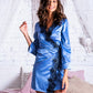 Grey blue women robe with laces