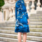 Dress with painted blue eagle print