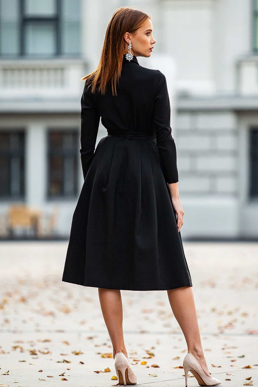 Black dress with collar and front buttons GUNTINA Black dress with collar and front buttons GUNTINA