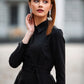 Black dress with collar and front buttons