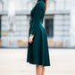 Dark green dress with collar and front buttons