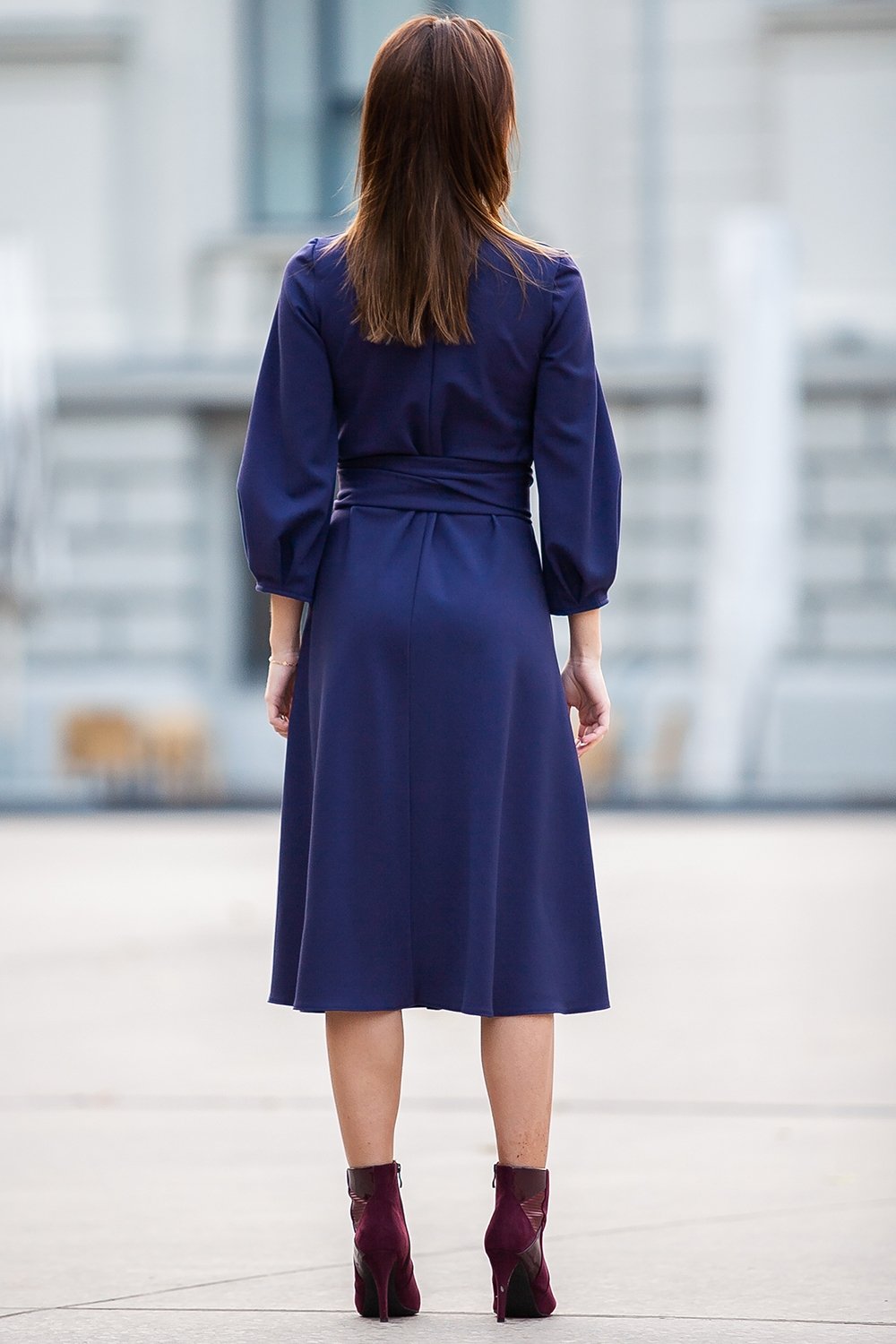 Purple loose fit dress with a separated belt