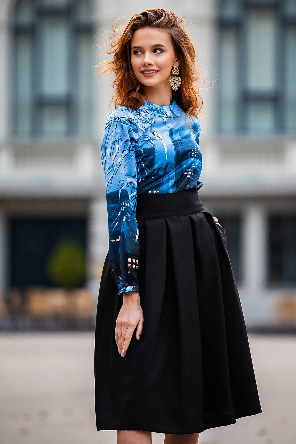 Blouse with city print
