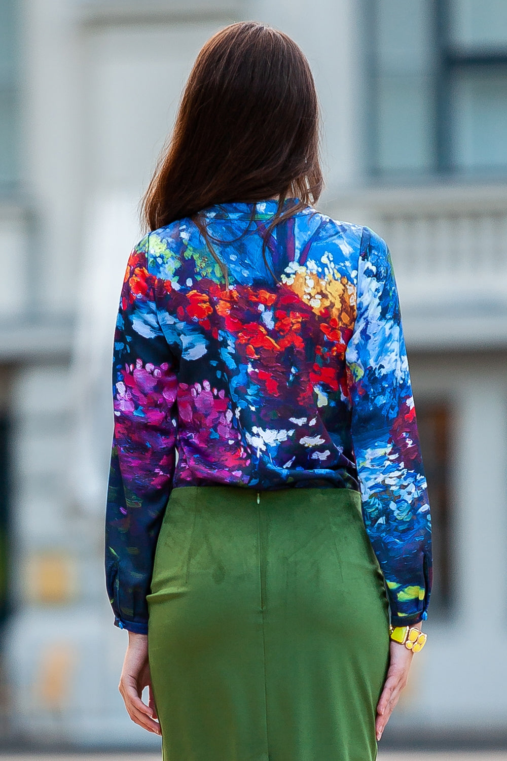 Blouse with delicate bright floral print