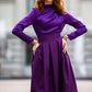 Dark purple flared skirts with side pockets