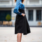 Black flared skirts with side pockets