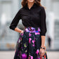 Black skirts with red purple flower print