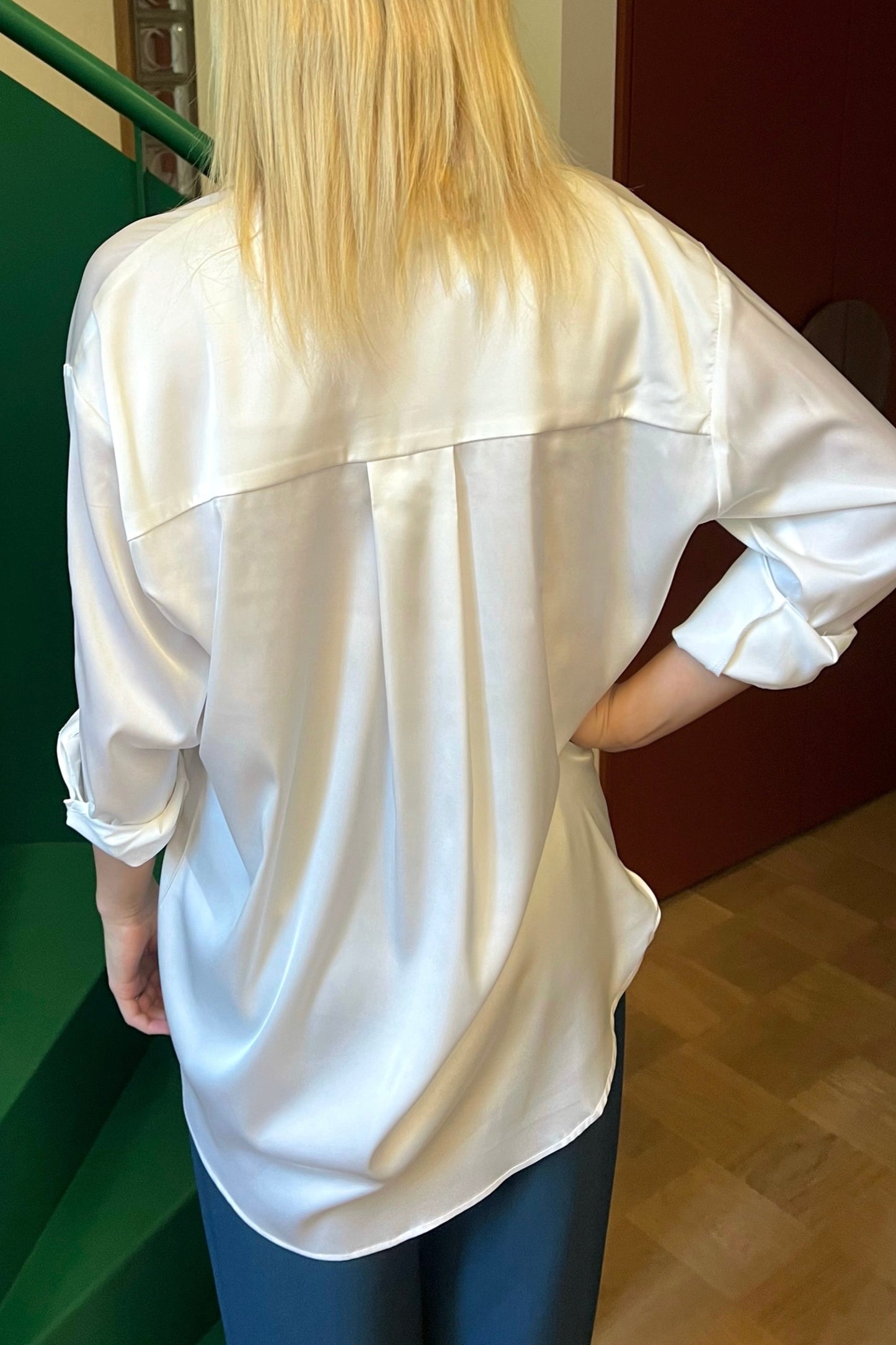 White satin blouse