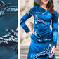 Kleid mit aufgemaltem blauem Adler-Print 