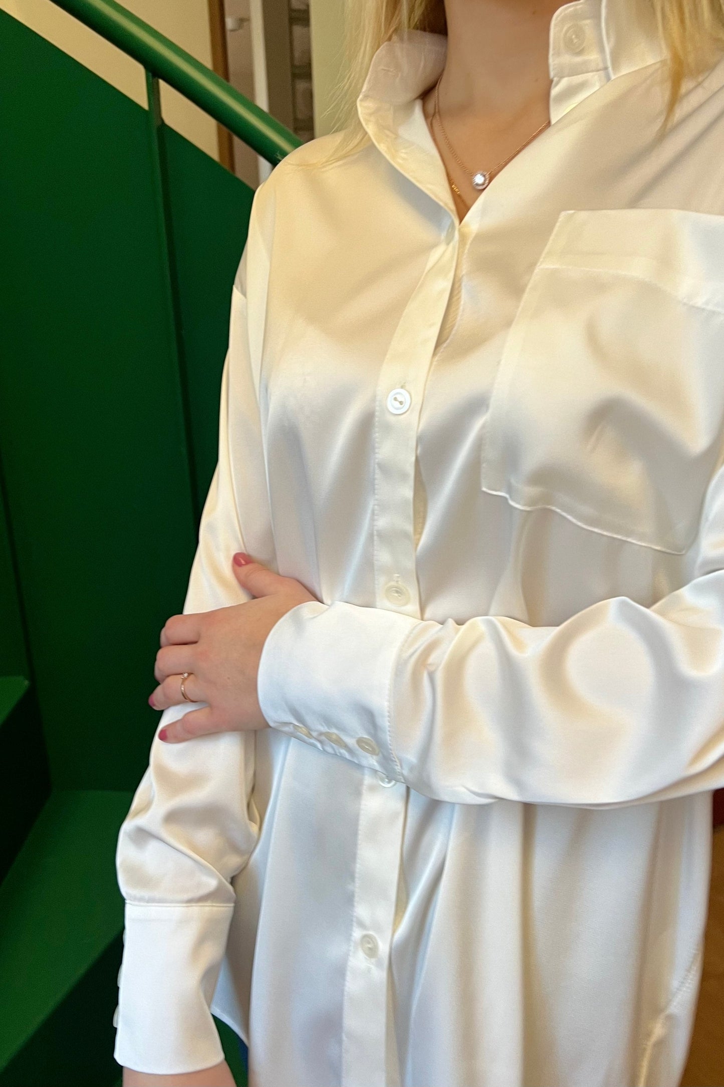 Satin blouse with long sleeves