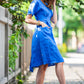 Cornflower blue linen dress