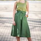 Dark green linen skirts with side pockets