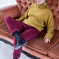 Comfortable casual pants in burgundy color