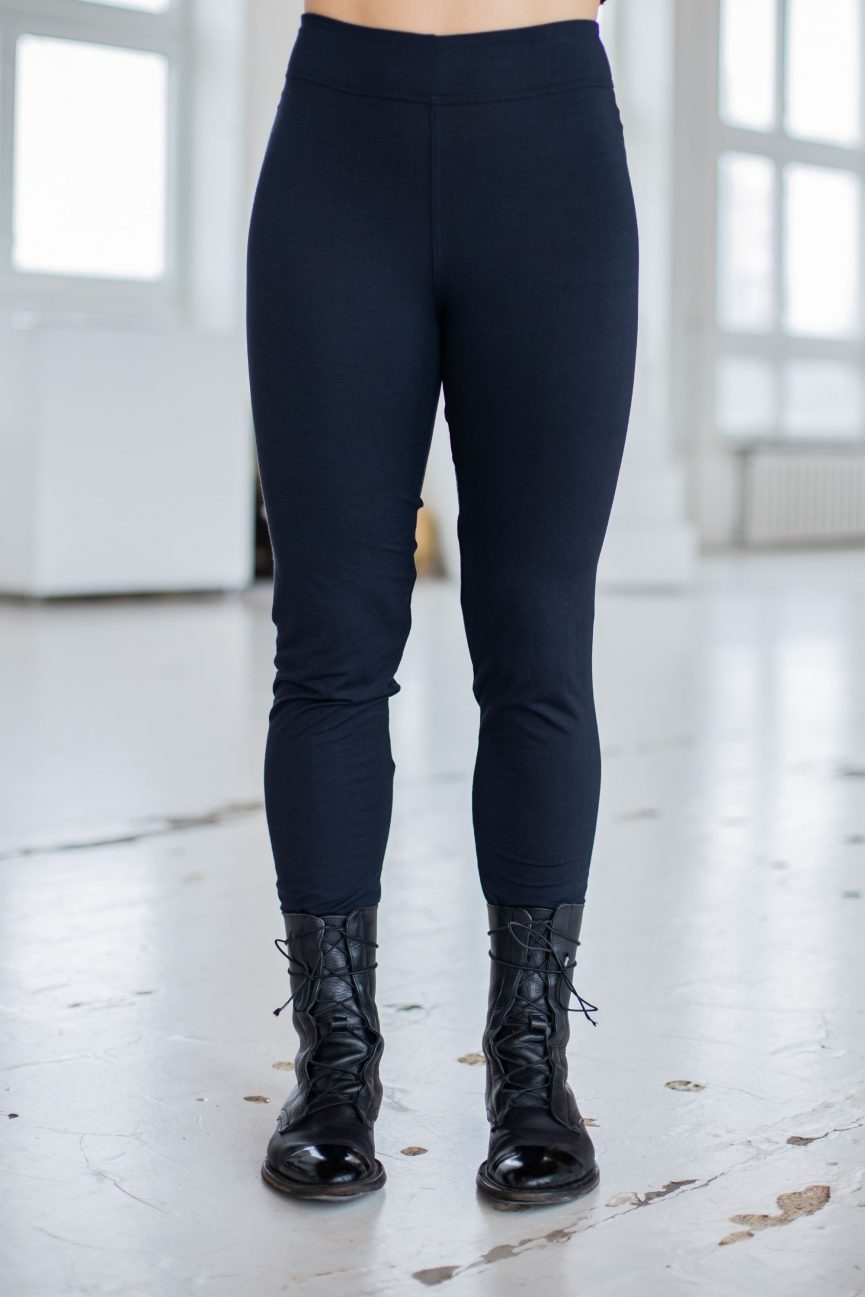 Black organic fabric leggings