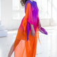 Kimono dress made of chiffon fabric with color transition