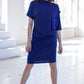 Blue asymmetrical dress with drapery