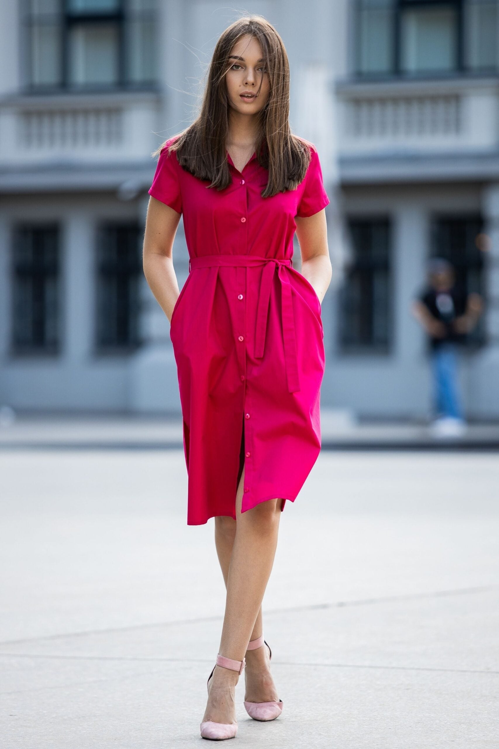 cerise shirt dress J.Crew Women's Tall Cerise shirt-dress in gingham cotton poplin (Size 4)