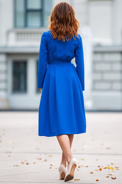 Bright blue dress with collar and front buttons GUNTINA Bright blue dress with collar and front buttons GUNTINA