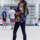 Softshell jacket with colorful collage print