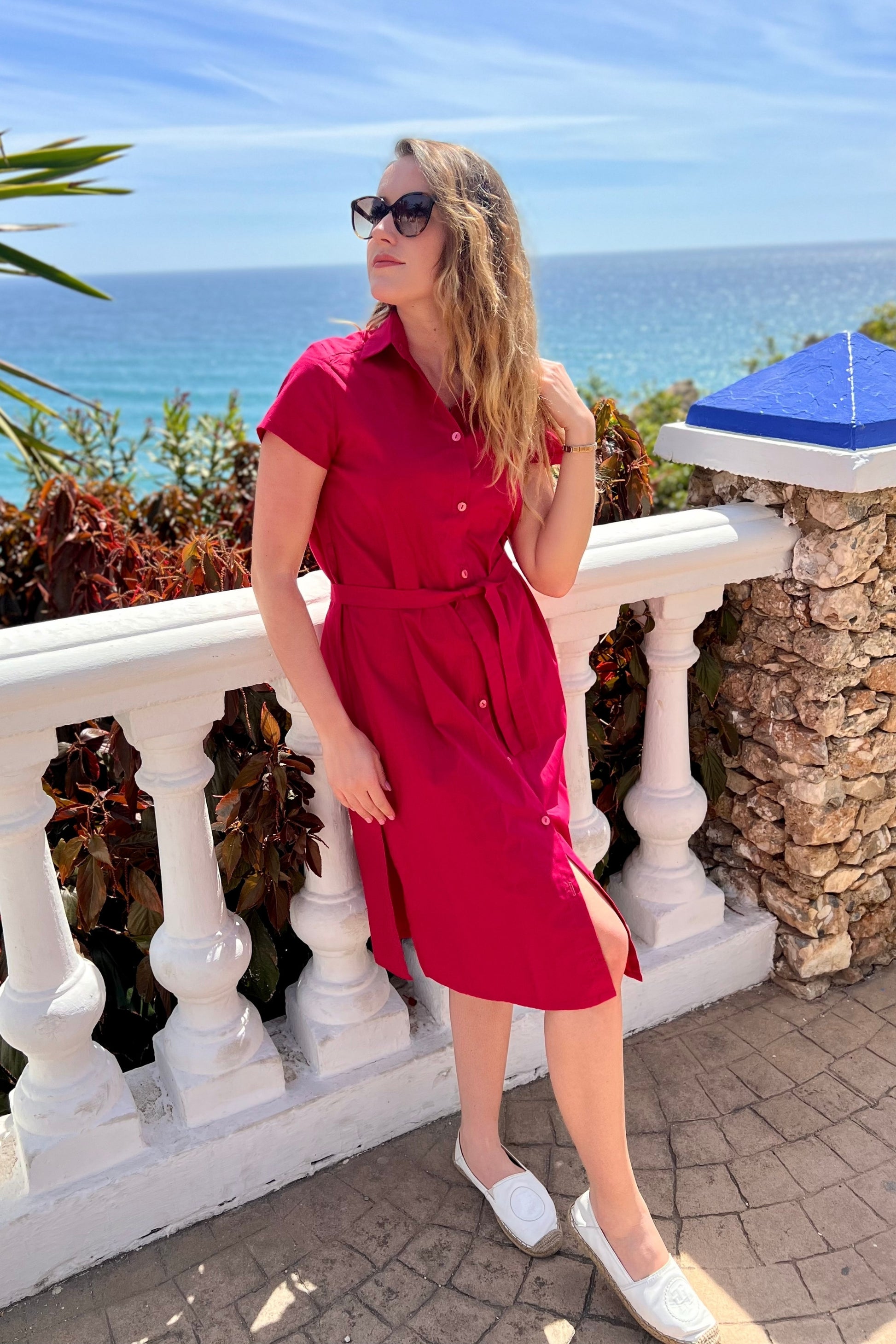 cerise shirt dress POG CERISE MULTITAPE DETAIL SHIRT DRESS