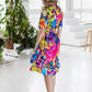 Short and wide summer dress with bright floral print