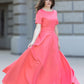 Rožu krāsas gara kleita ar saulīšvārkiem
