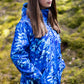 Softshell coat / parka with blue abstract print