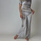 Silver gray velvet trousers with pockets