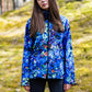Softshell jacket with abstract leaves print