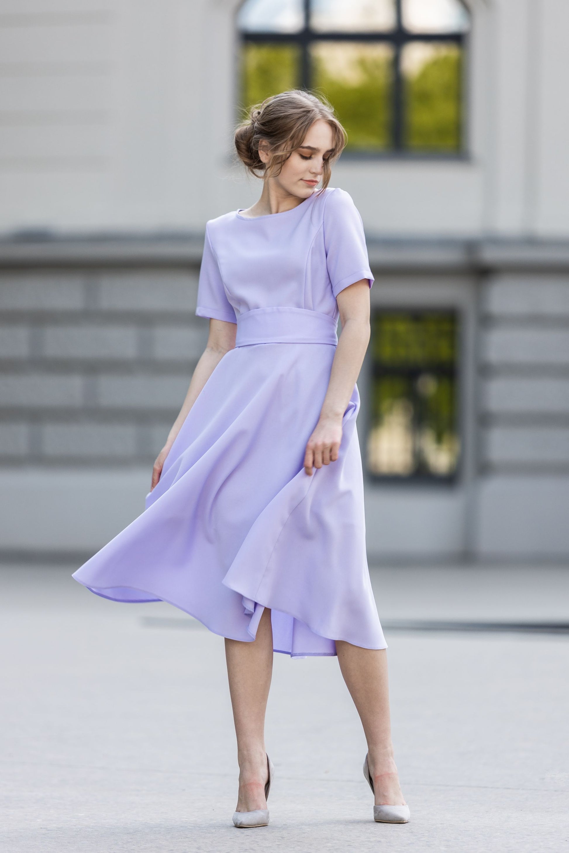 Light Lilac dress with circle skirts GUNTINA Light Lilac dress with circle skirts GUNTINA