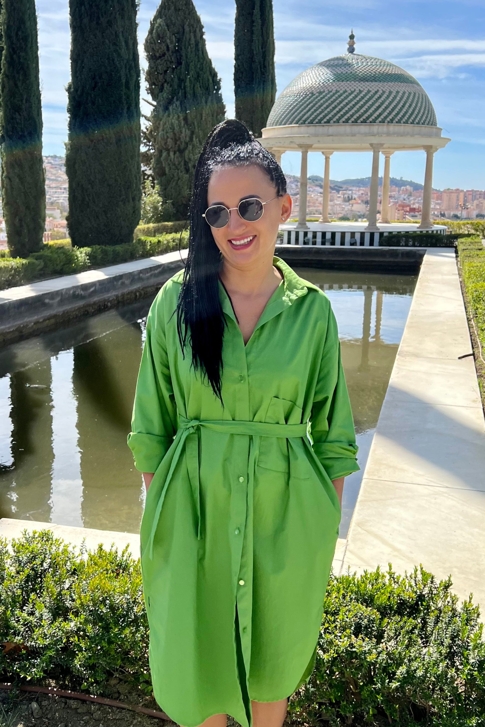 Organic cotton oversize shirt dress in light green color GUNTINA Organic cotton oversize shirt dress in light green color GUNTINA