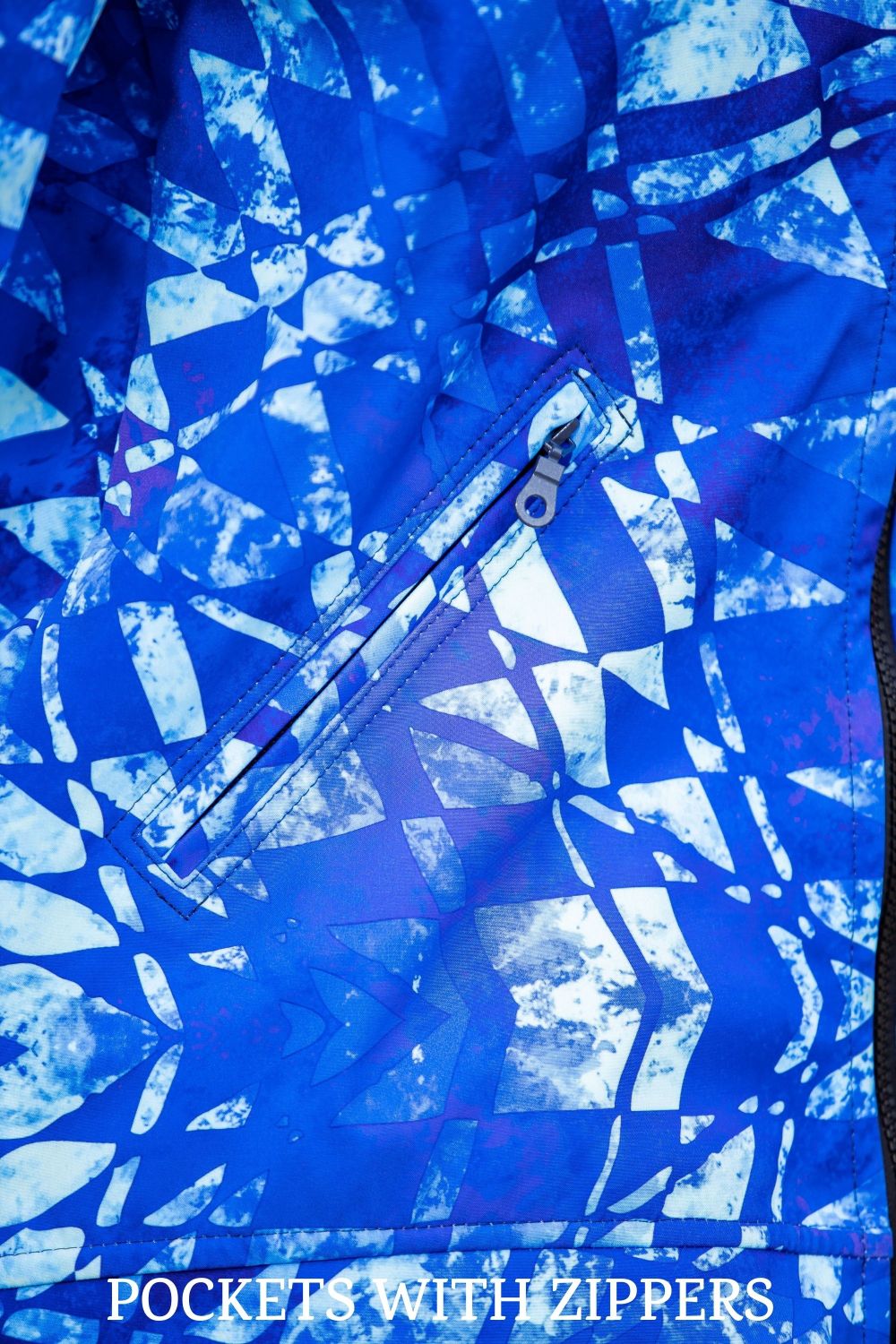 Softshell vējjaka ar zilu abstraktu apdruku