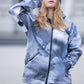Softshell jacket with with gray pigeon print