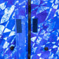 Softshell-Mantel / Parka mit blauem abstraktem Print