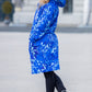 Softshell coat / parka with blue abstract print
