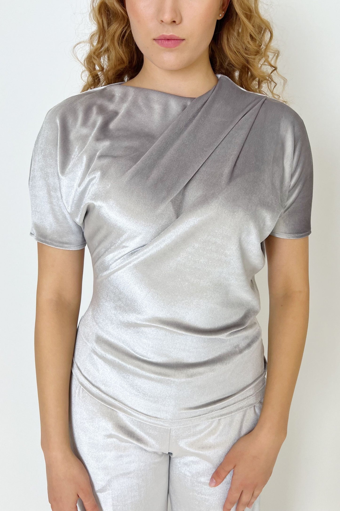 Asymmetric top in silver gray color
