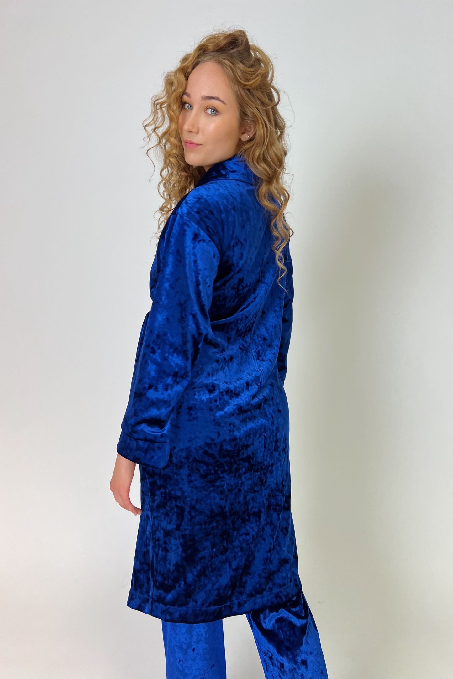 Bright blue velvet robe