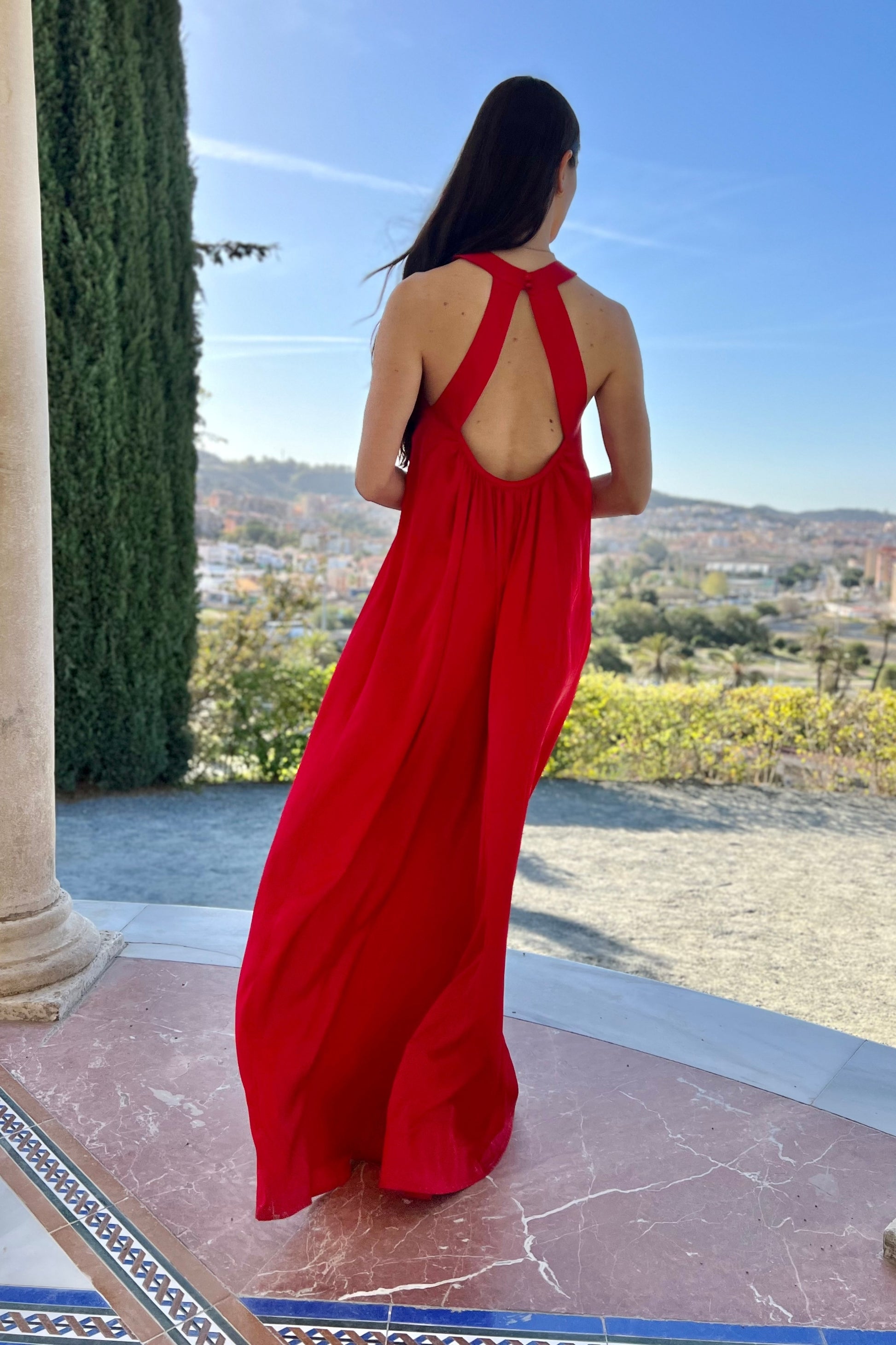 Red evening Dress long maxi dress with a bare back GUNTINA Red evening Dress long maxi dress with a bare back GUNTINA